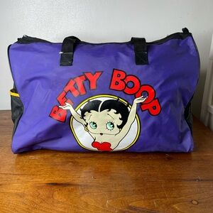 Betty Boop Duffel Bag Purple Canvas Cartoon Graphic Y2K Retro Vintage 1994 Rare